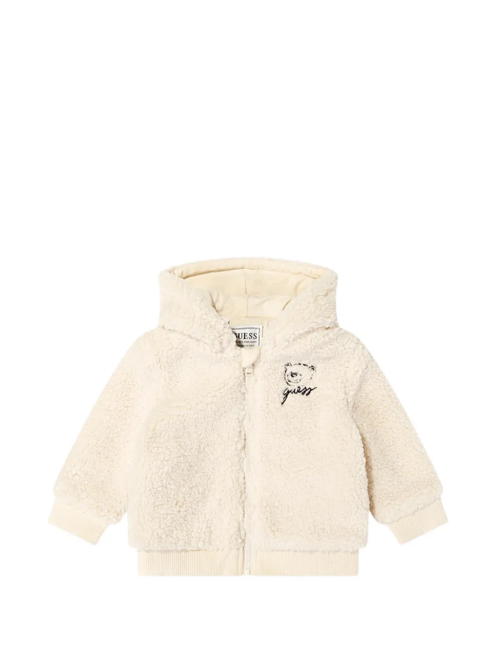 guess kids Trainingspak met teddytextuur en borduurwerk Beige