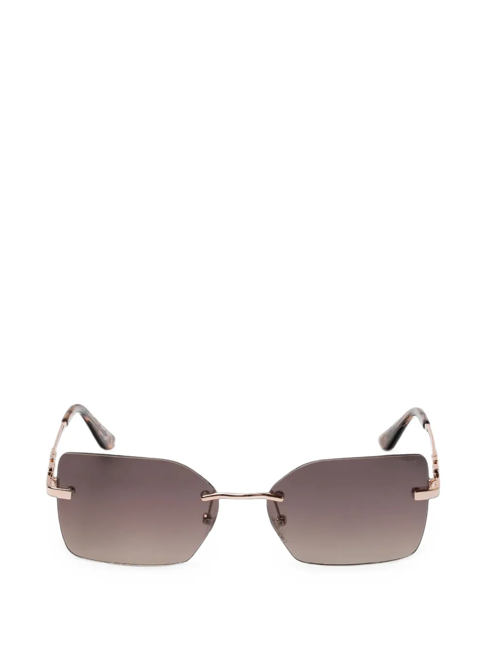 GUESS USA geometric-frame rimless sunglasses - Marrone