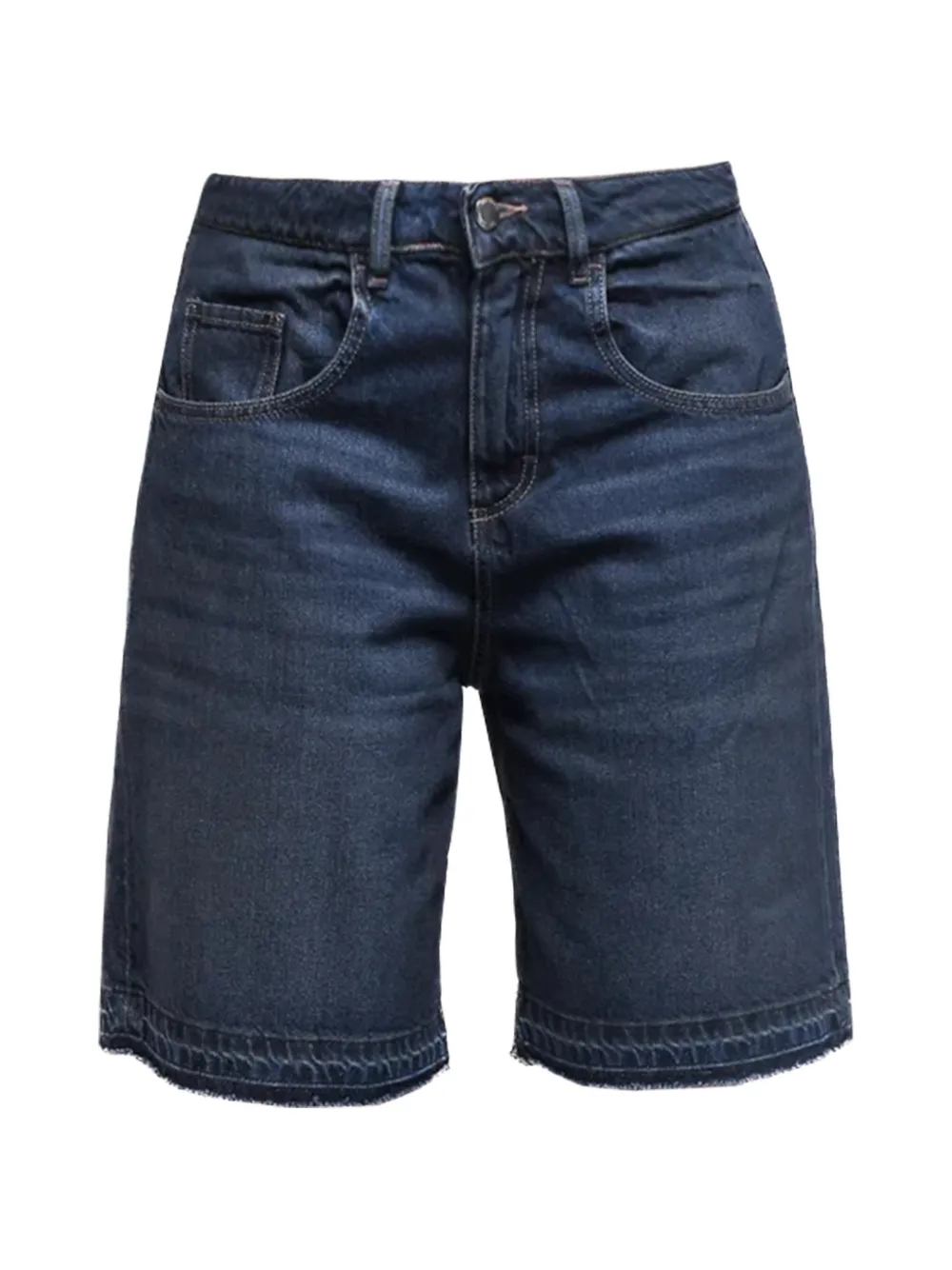 Icon Denim Raw-edge Wide-leg Denim Shorts In 블루