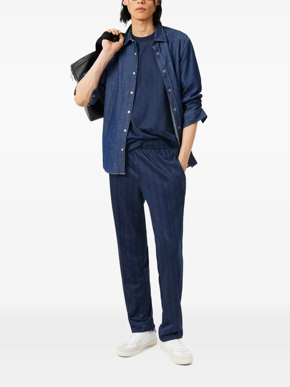 Lacoste Joggingbroek met monogram-jacquard Blauw