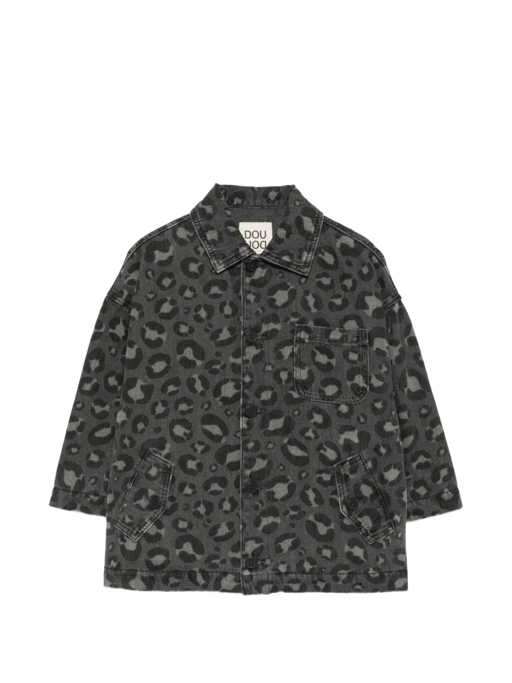 Doudou et Compagnie leopard-print denim jacket - Grigio