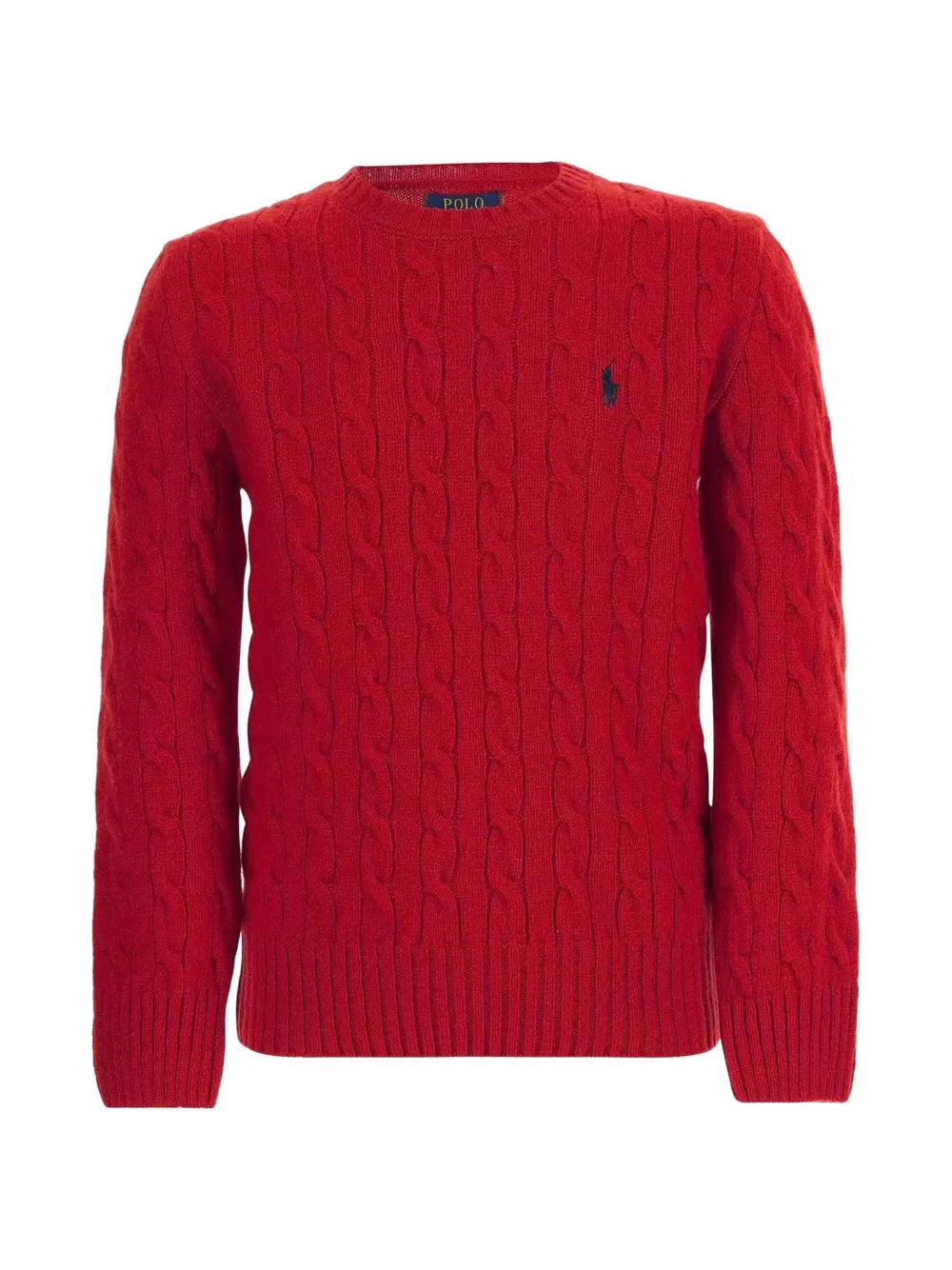 POLO RALPH LAUREN KIDS cable-knit logo-embroidered sweater - Rosso