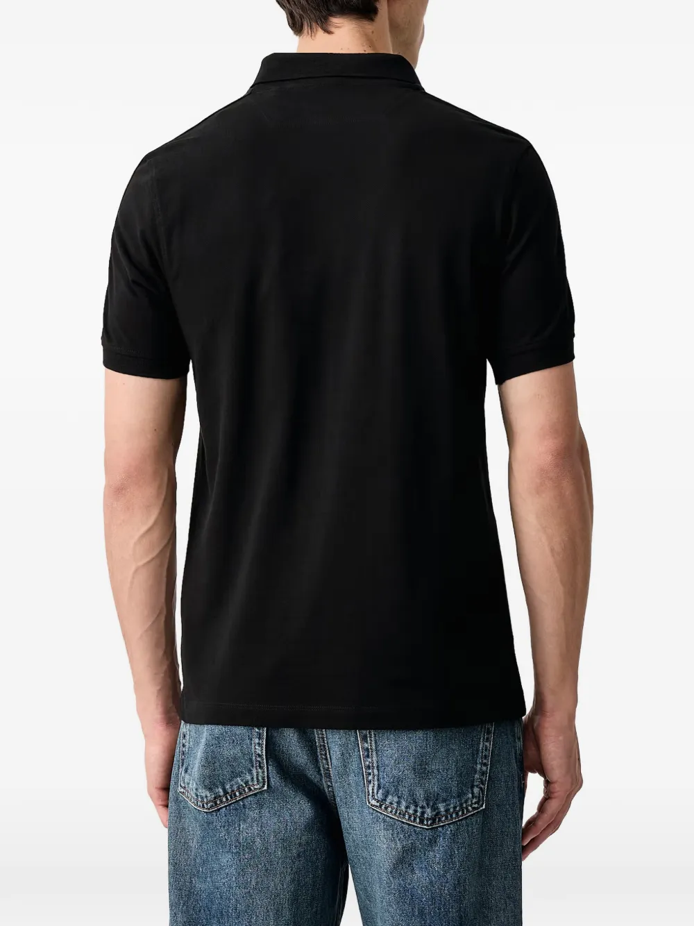 GUESS USA logo-tape polo shirt Zwart