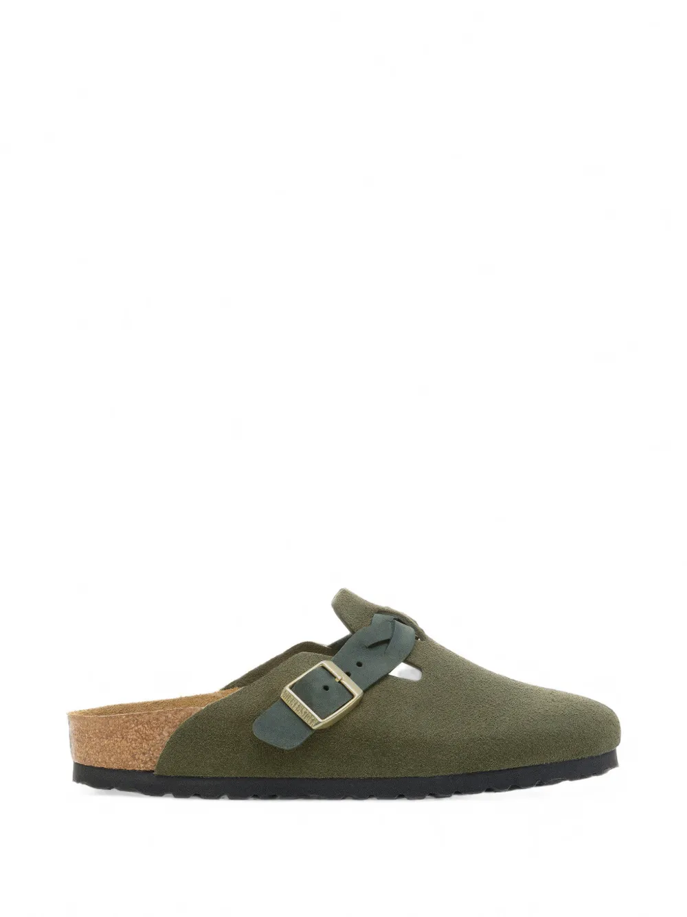 Birkenstock Boston Braided buckled-strap mules - Verde