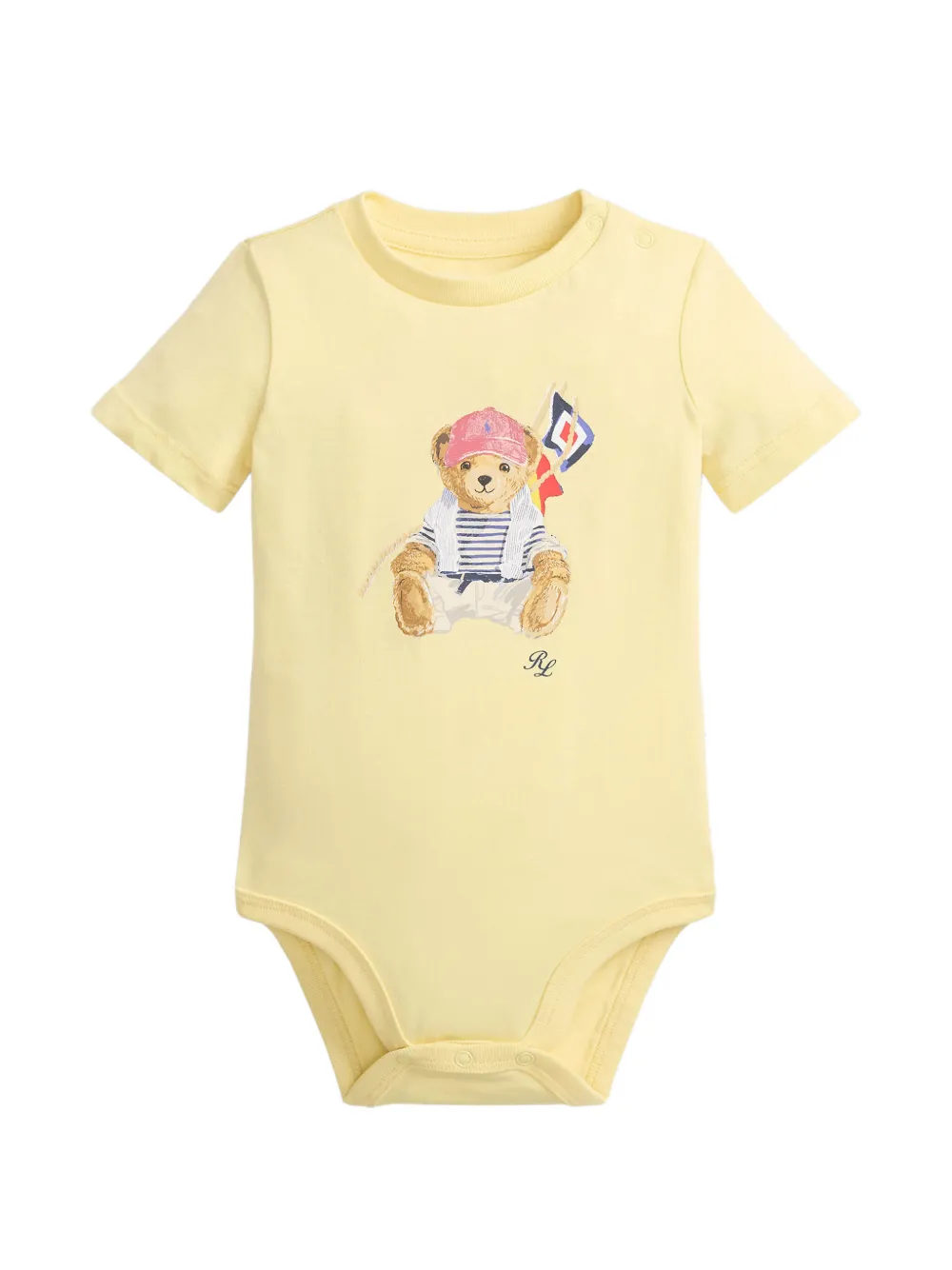 POLO RALPH LAUREN KIDS Polo Bear cotton jersey bodysuit Geel