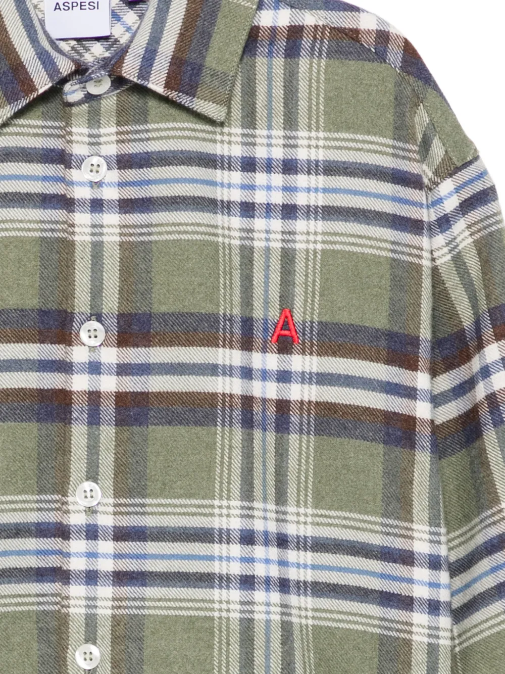 Aspesi Kids Geruit shirt met geborduurd logo Groen