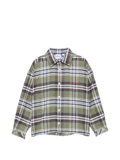 Aspesi Kids camisa con logo bordado y motivo de cuadros