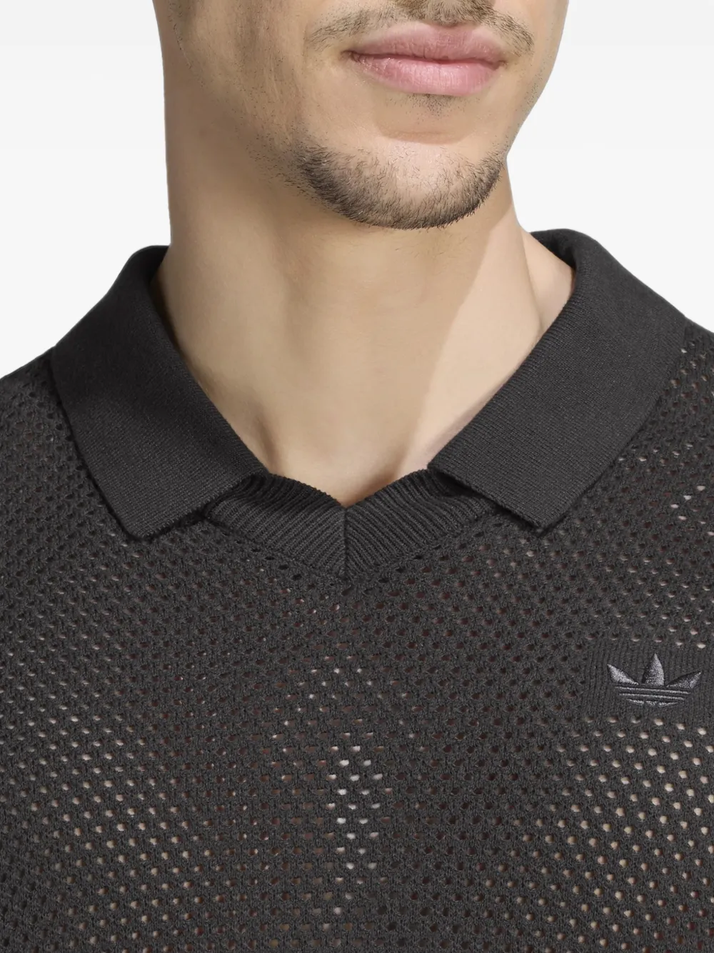 adidas mesh-knit logo-print sweater Zwart
