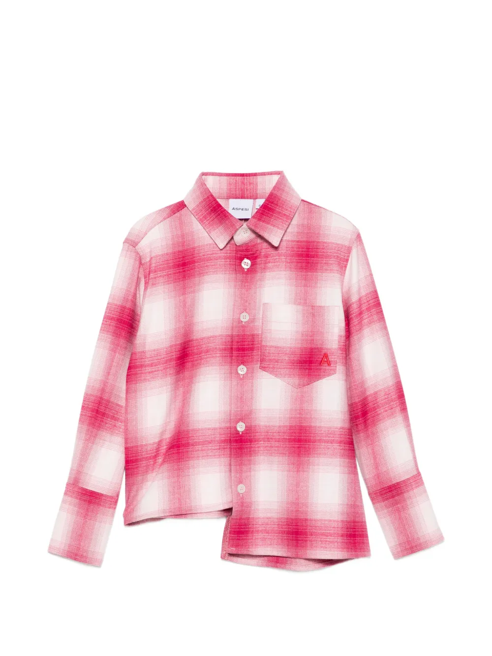 Aspesi Kids check-pattern asymmetric-hem shirt - Rosa