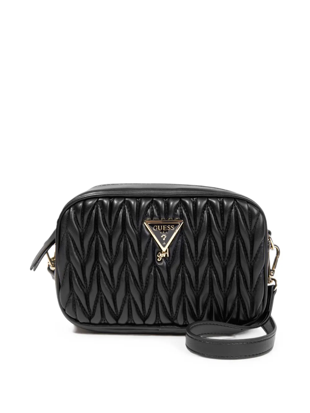 guess kids triangle-logo matelassé-effect shoulder bag - Nero