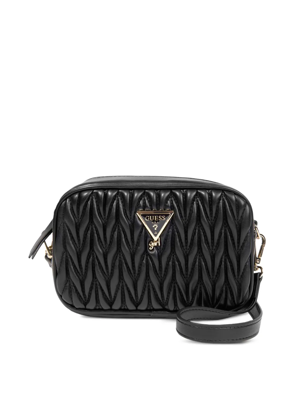 guess kids triangle-logo matelassé-effect shoulder bag - Nero