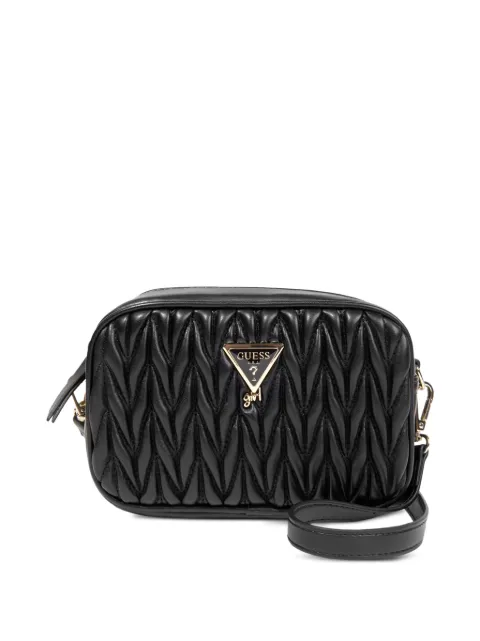 guess kids triangle-logo matelassé-effect shoulder bag