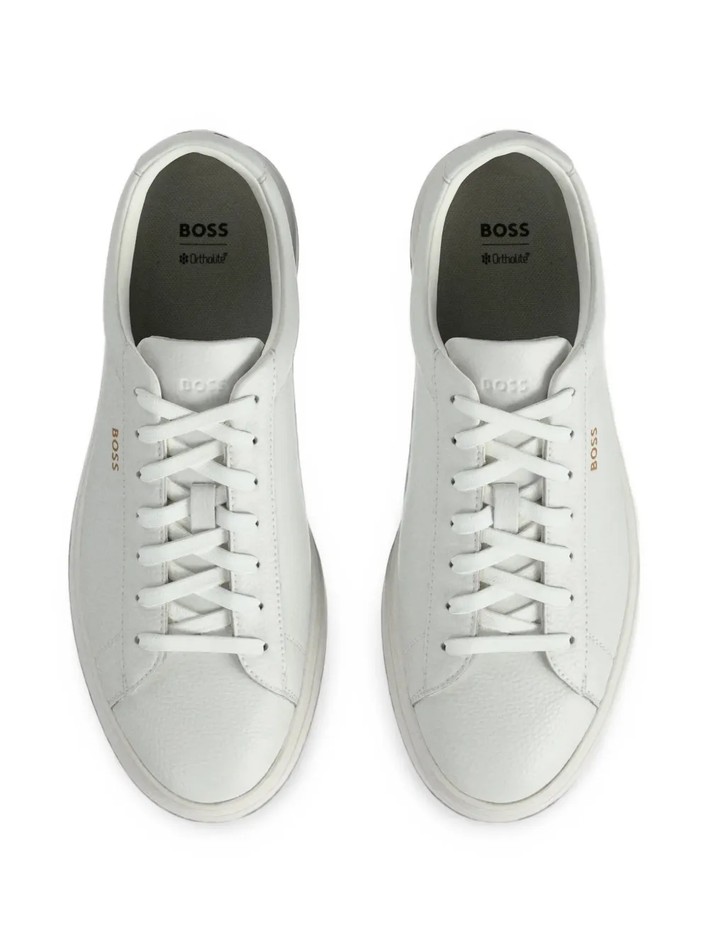 BOSS Kieran grained-leather sneakers Wit