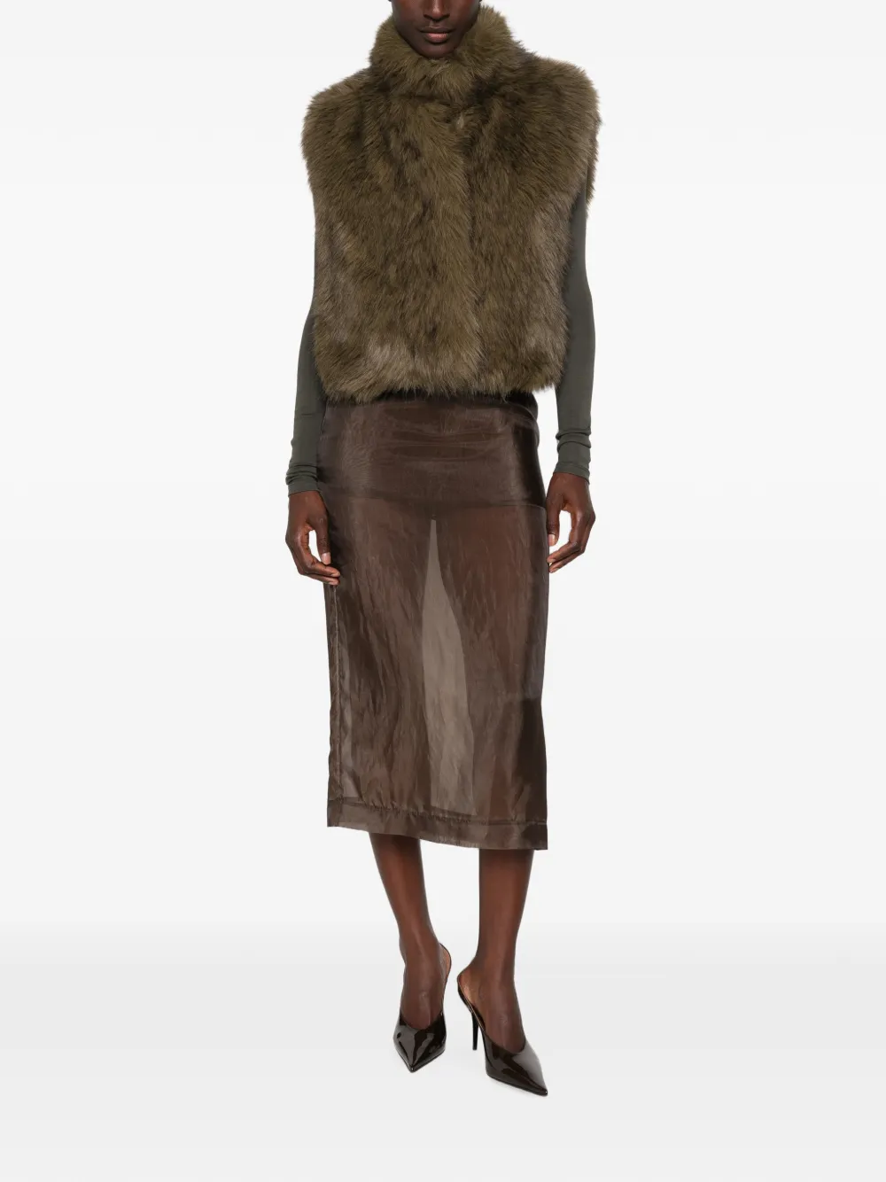 Patrizia Pepe faux-fur vest Groen