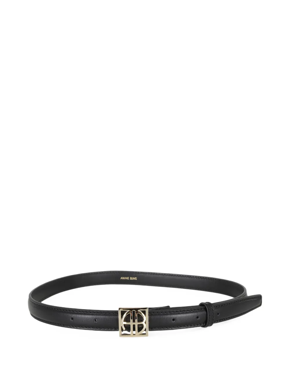 ANINE BING Leren riem met logoplakkaat Zwart