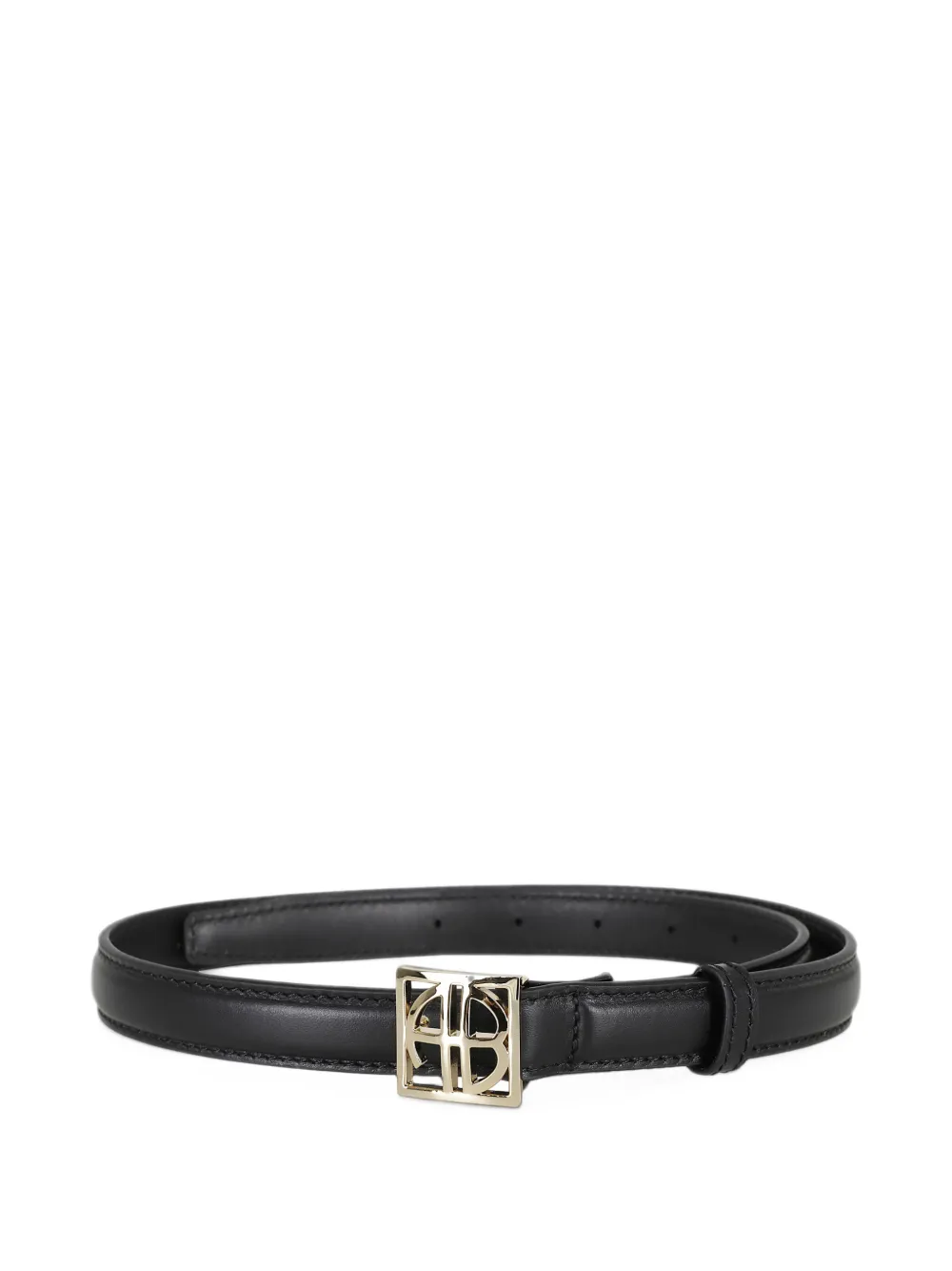 ANINE BING logo-plaque leather belt - Nero