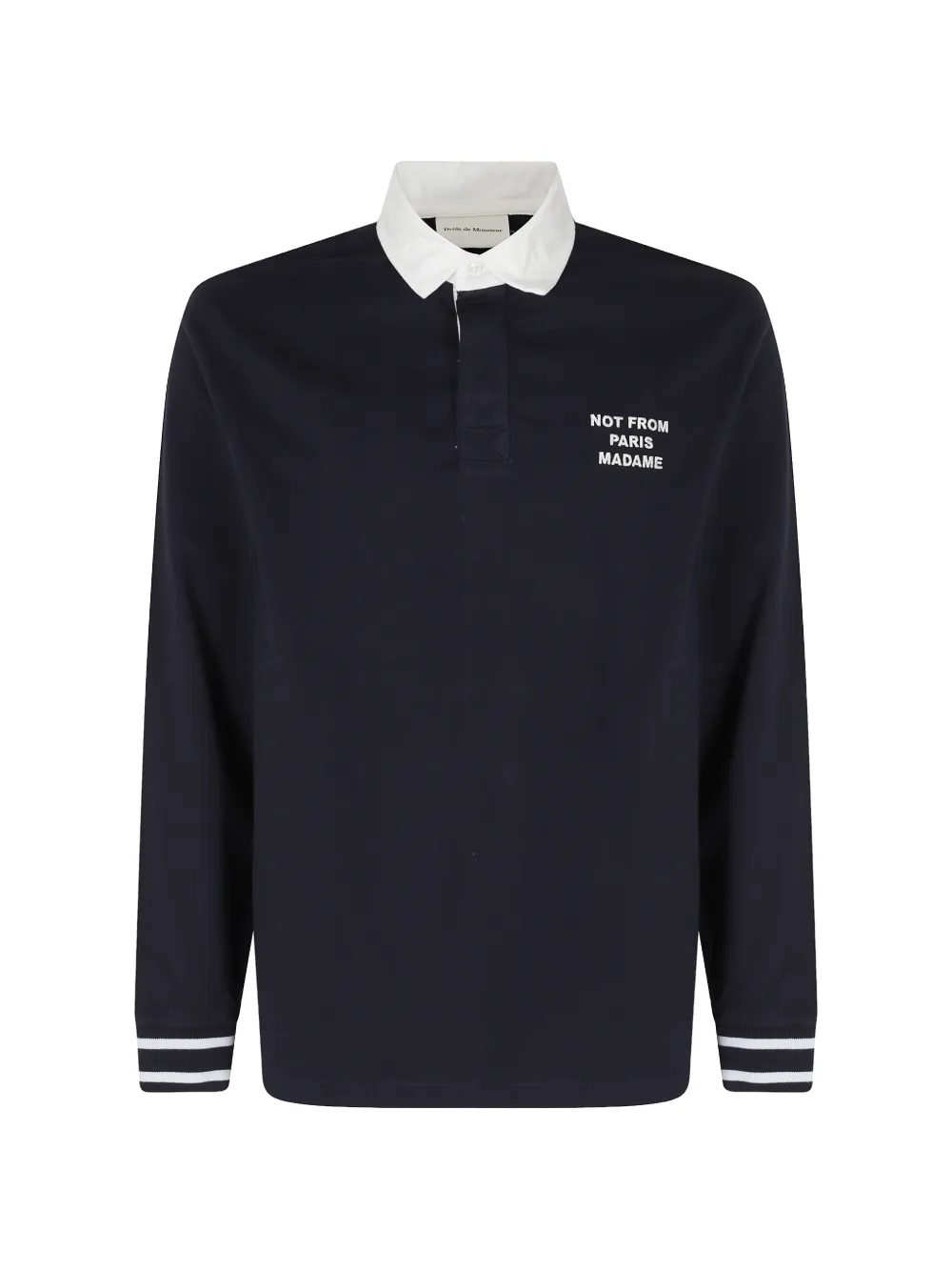 Drôle De Monsieur slogan-print long-sleeved polo shirt - Blu