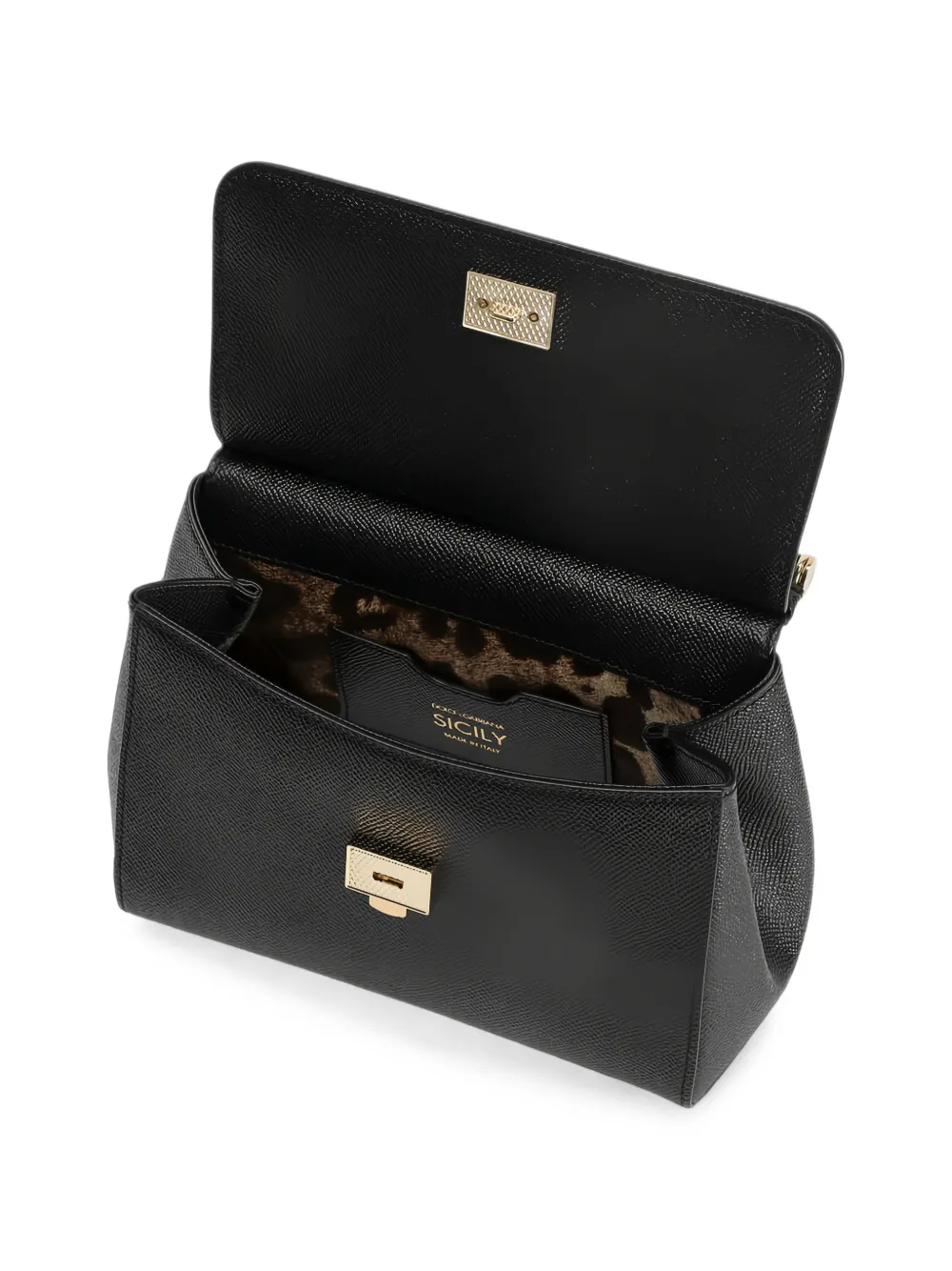 Dolce & Gabbana Sicily leren schoudertas Zwart