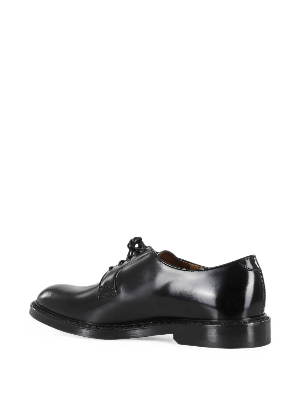 Doucal's Blake-construction almond-toe leather Derby shoes Zwart