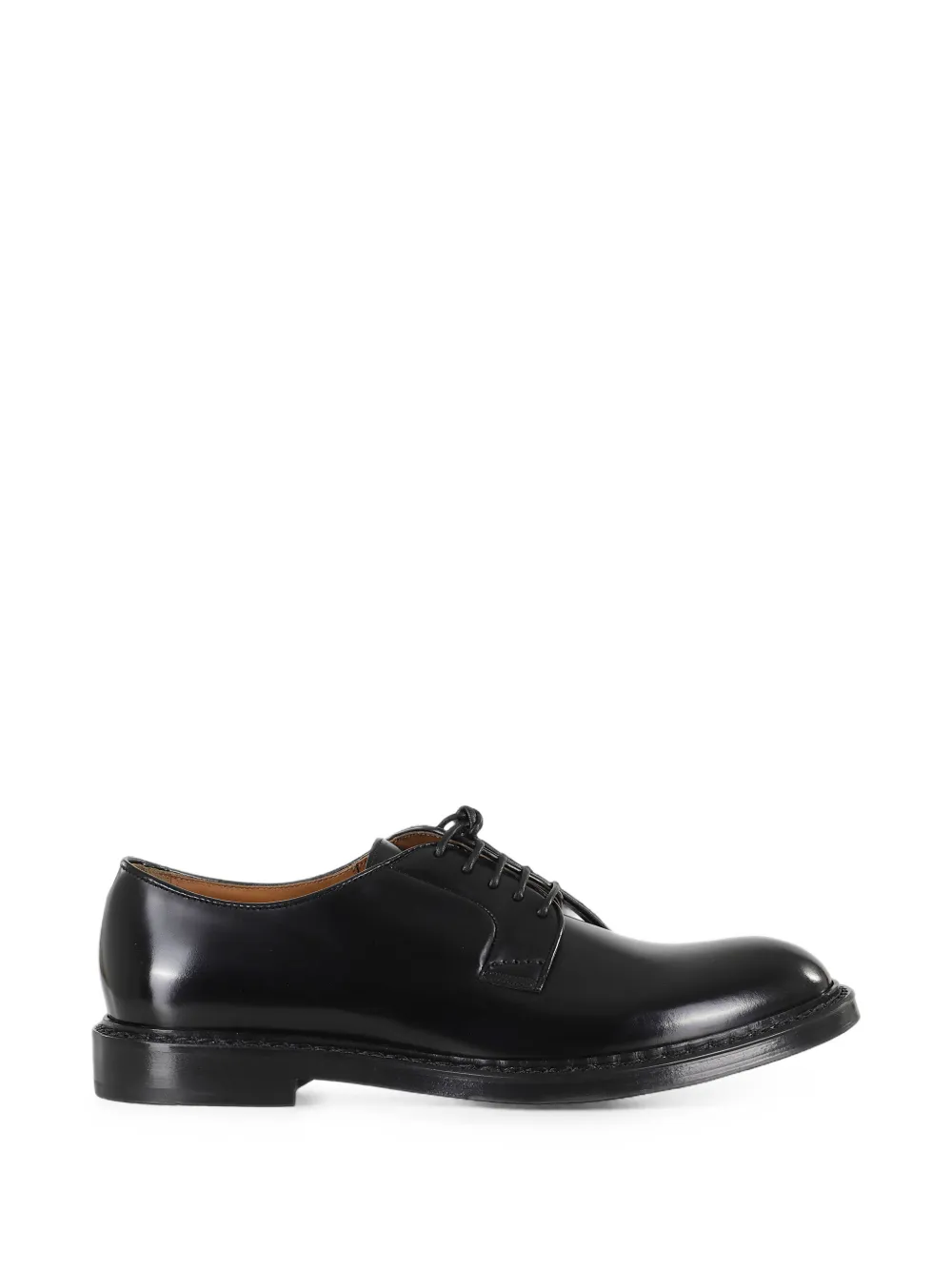 Doucal's Blake-construction almond-toe leather Derby shoes Zwart