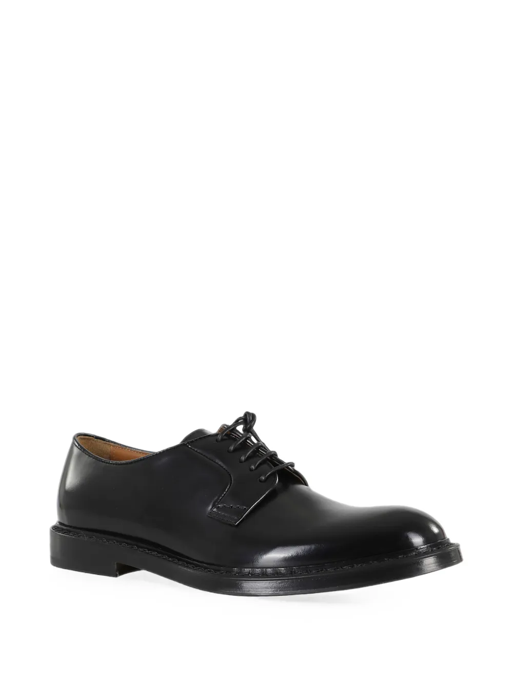 Doucal's Blake-construction almond-toe leather Derby shoes Zwart