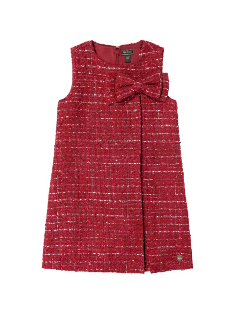 guess kids bow-detail tweed dress