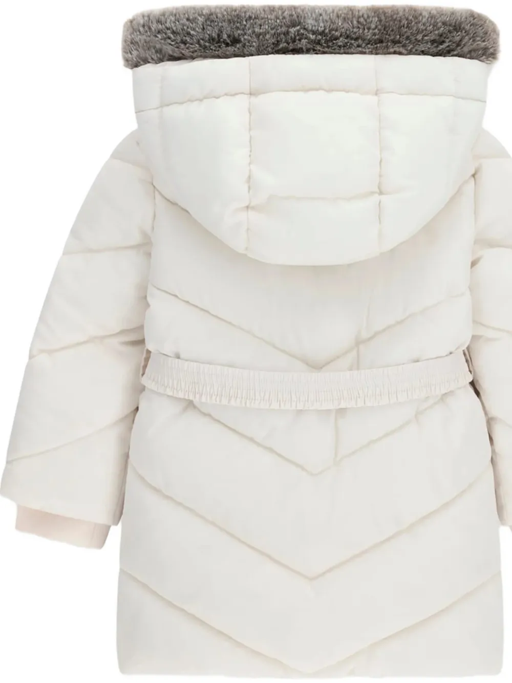 guess kids faux-fur trim belted coat Beige