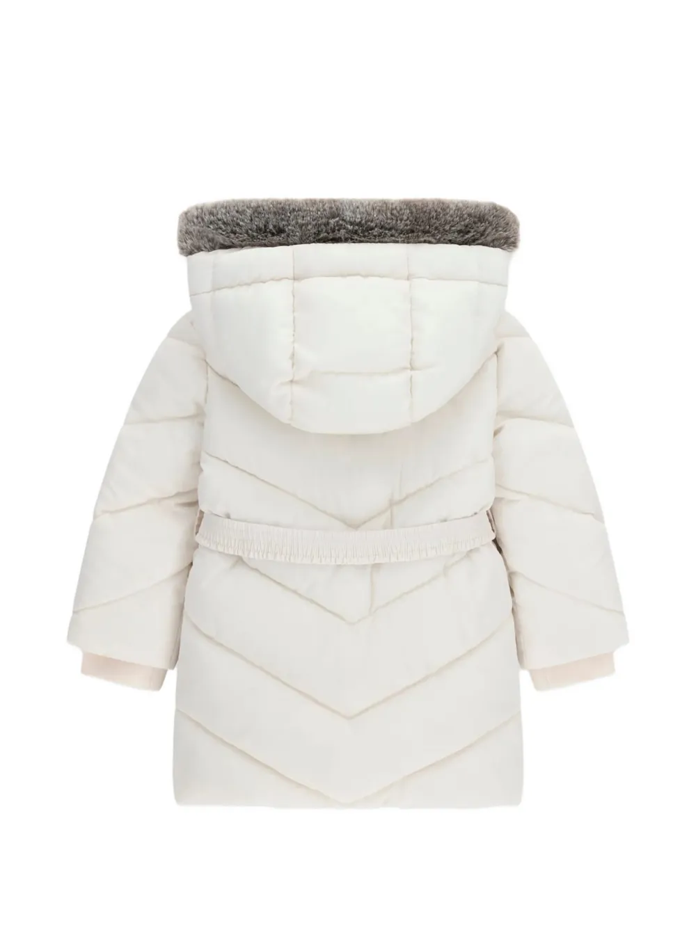 guess kids faux-fur trim belted coat Beige