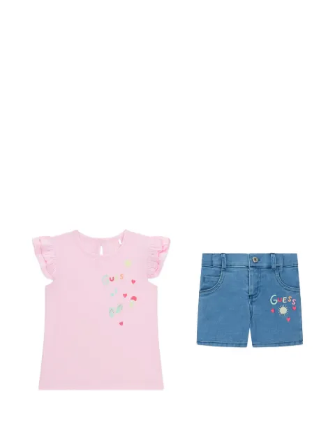 GUESS USA ruffled-hem top embroidered-logo trousers