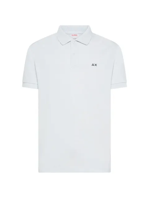 Sun68 paisley-print collar logo-embroidered polo shirt