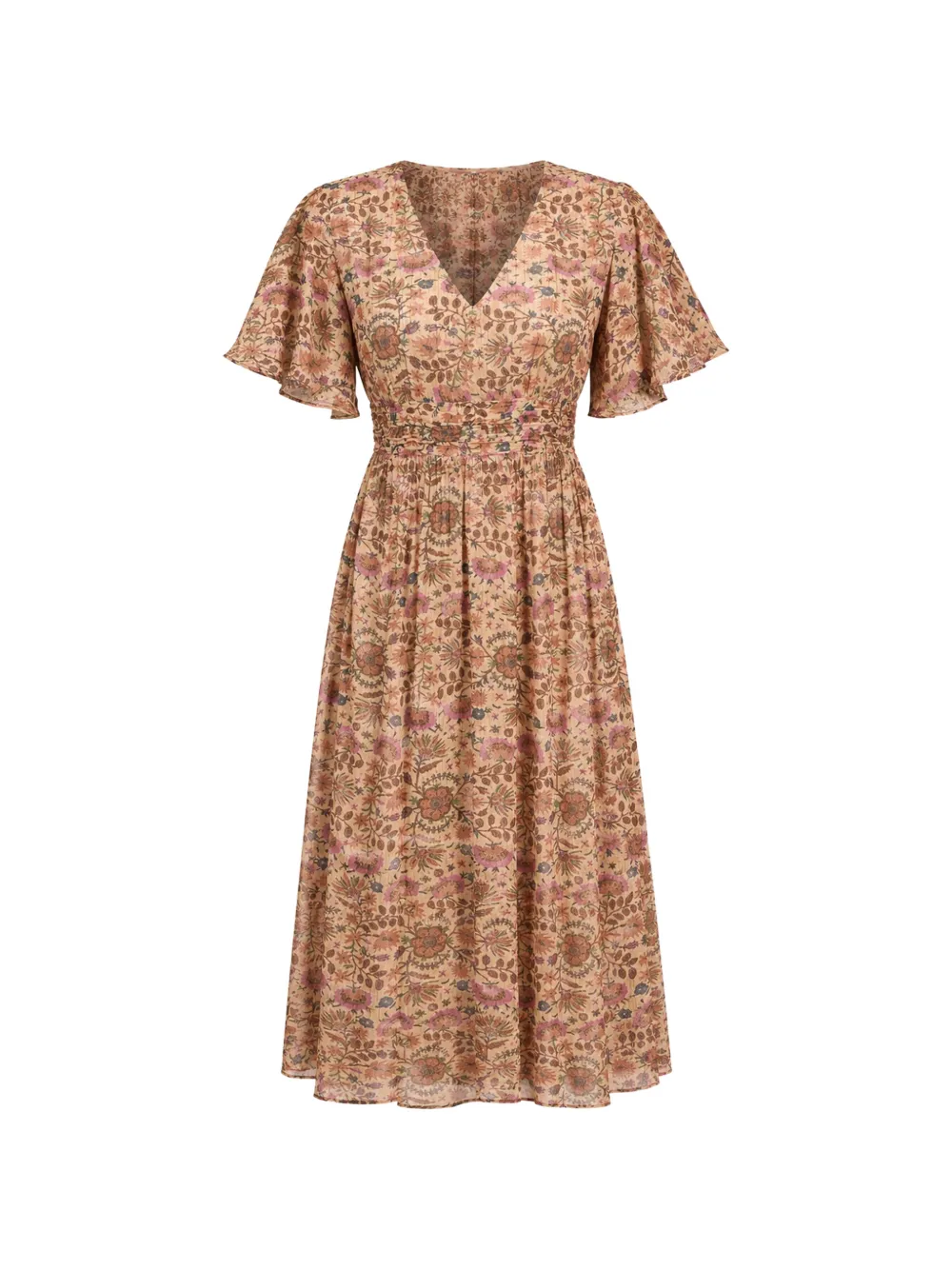 MAISON123 floral-print flutter-sleeve midi dress