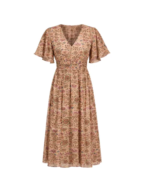 MAISON123 floral-print flutter-sleeve midi dress