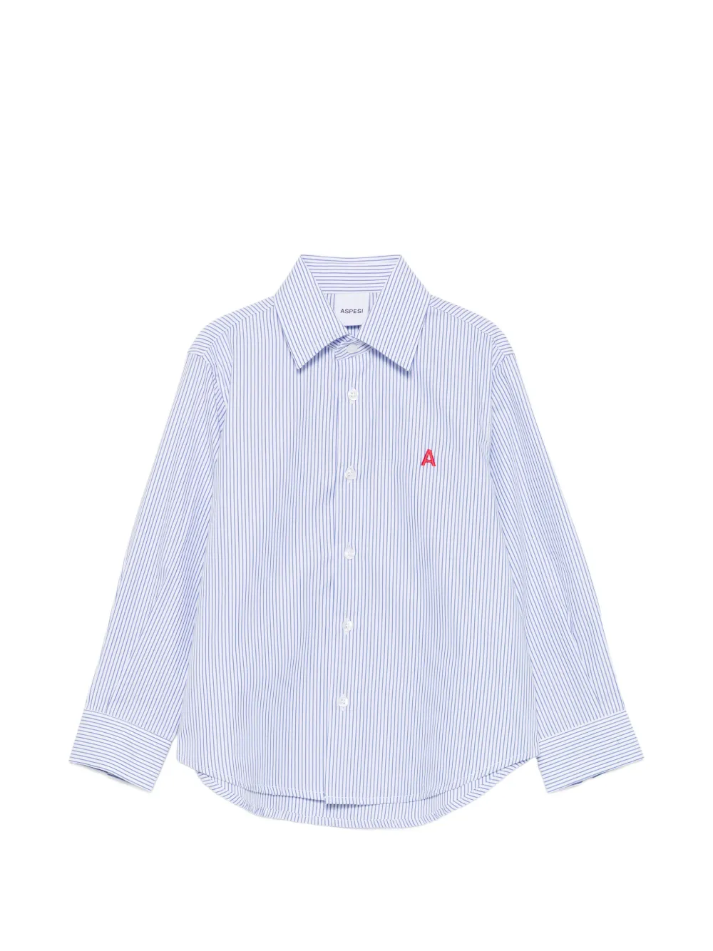 Aspesi Kids vertical-stripe logo-embroidered shirt - Bianco