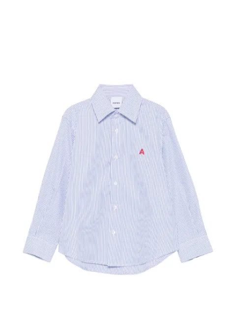 Aspesi Kids vertical-stripe logo-embroidered shirt