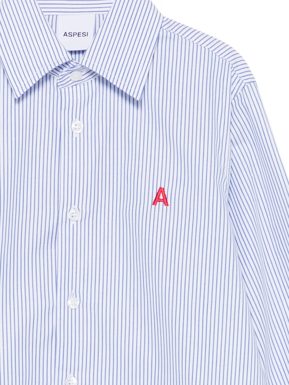 Aspesi Kids shirt met geborduurd logo en verticale streep Wit