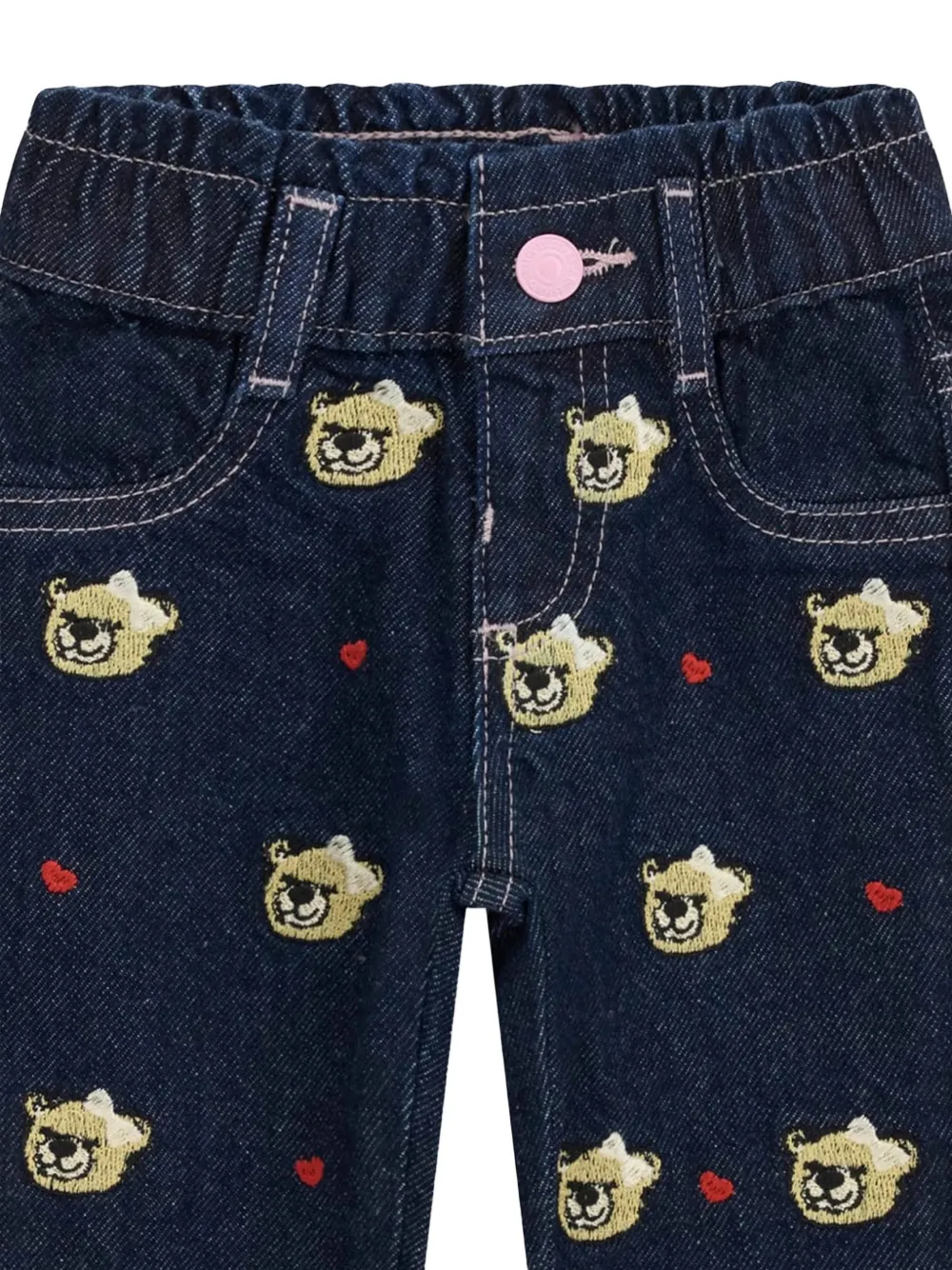 guess kids embroidered bear-print jeans Blauw