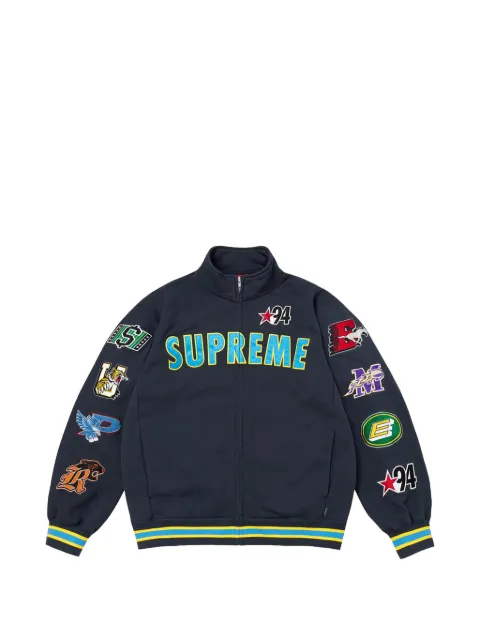 Supreme logo-patch zip-up sweatshirt