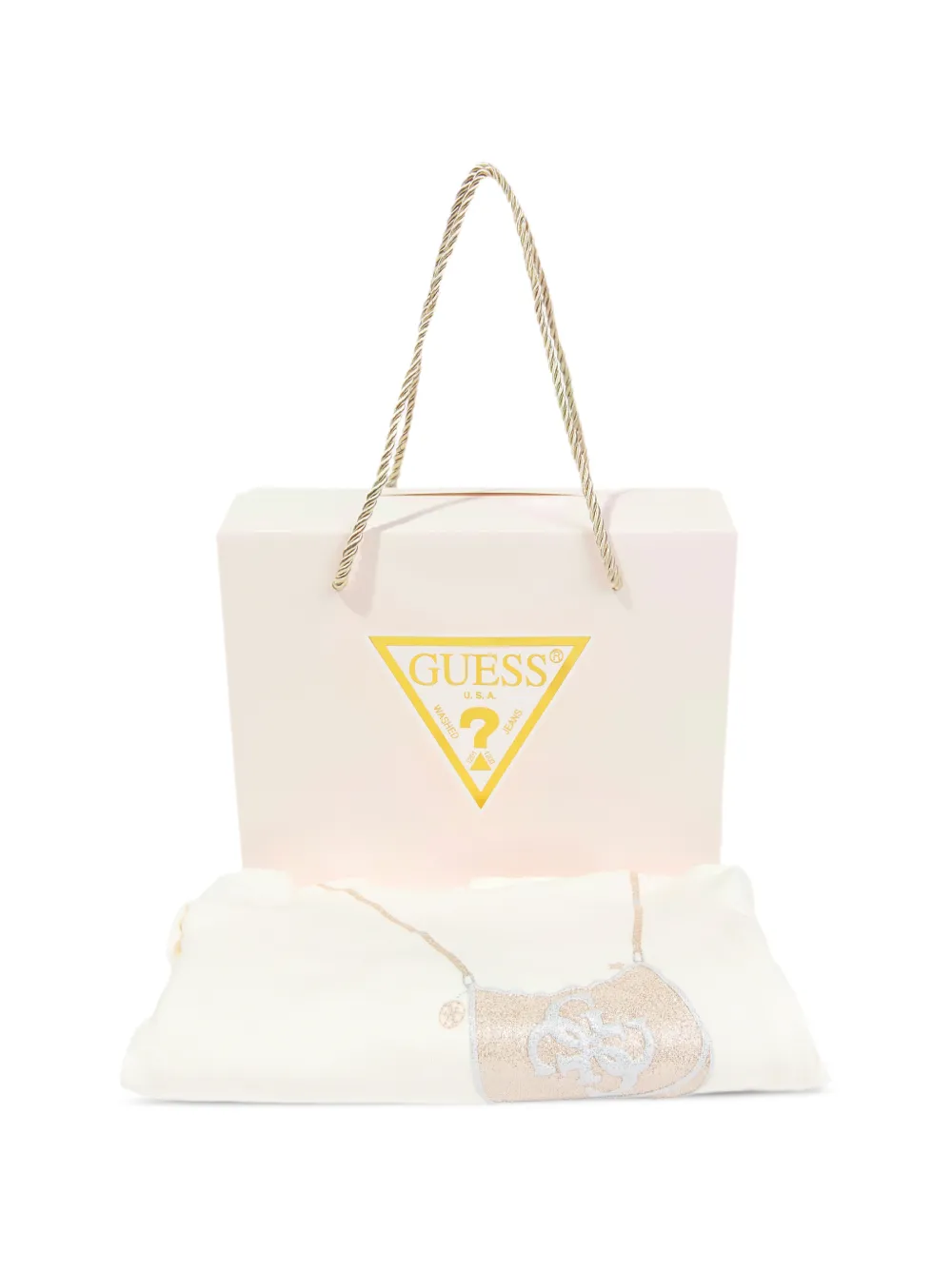 guess kids Geplooide jurk verfraaid met glitters Beige