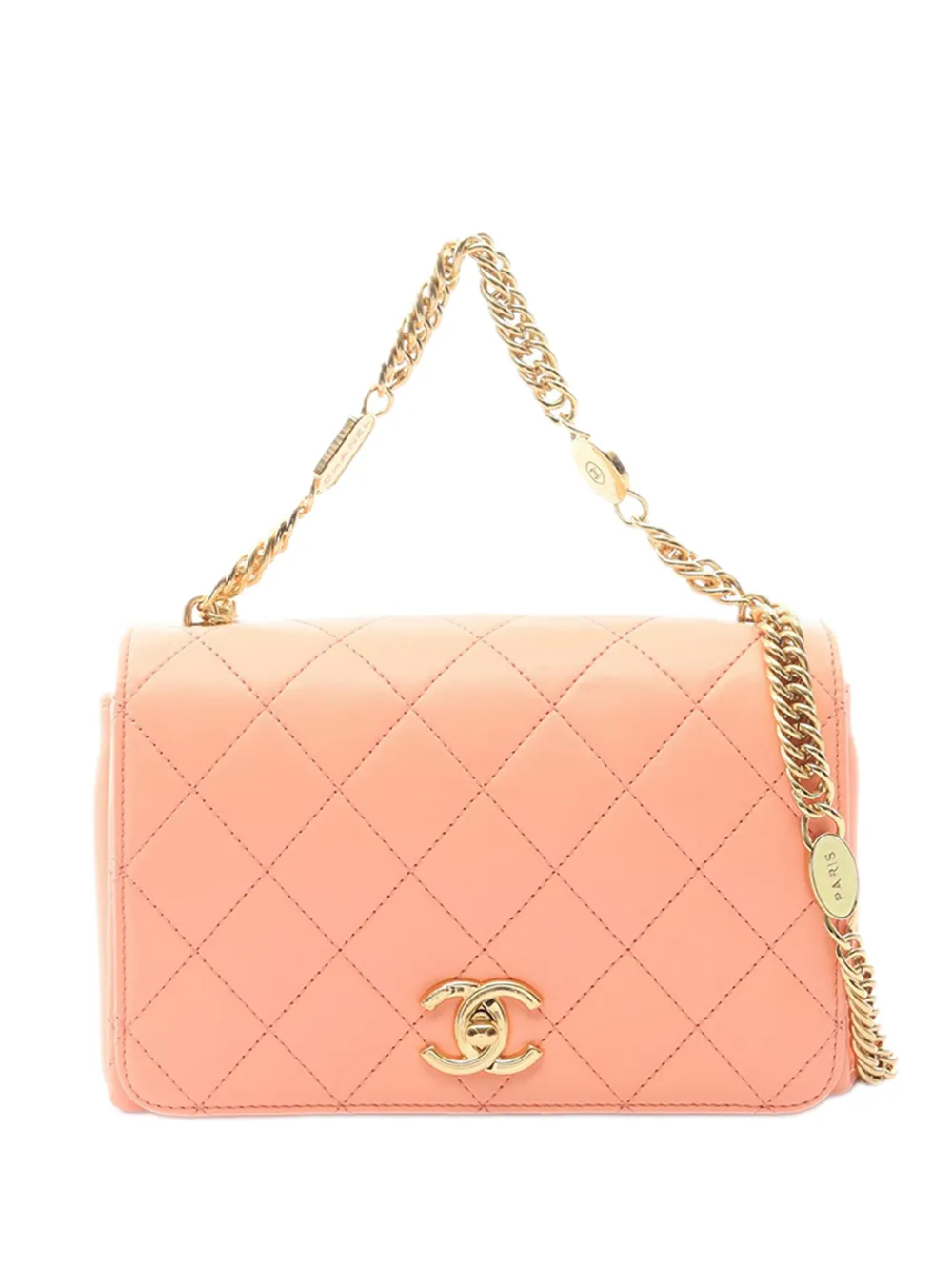 CHANEL Pre-Owned 2021-2026 CC Quilted Lambskin Flap satchel - Arancione