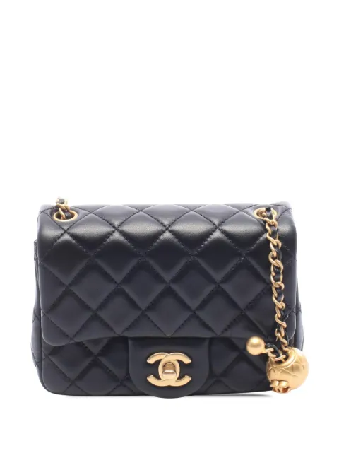 CHANEL Pre-Owned 2020 Mini Square Classic Lambskin Pearl Crush Single Flap crossbody bag