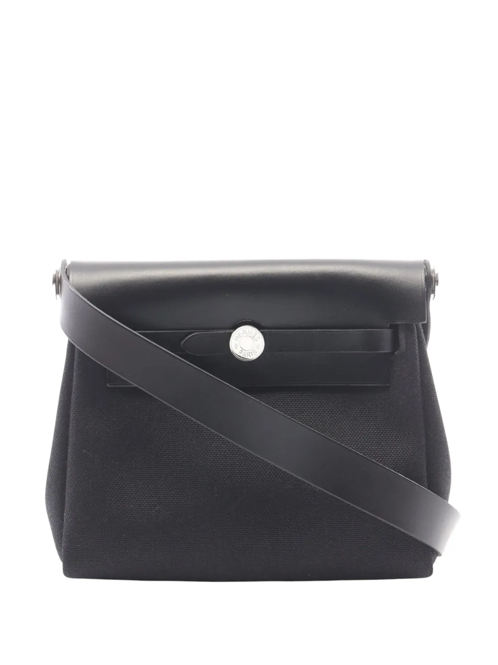 Hermès Pre-Owned 2025 Military Toile and Vache Hunter Herbag Umhängetasche mit Reißverschluss 20cm - Schwarz