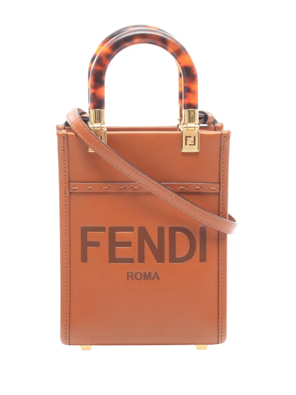 Fendi Pre-Owned 2010-2026 Mini Leather Sunshine Shopper Tote satchel - Braun