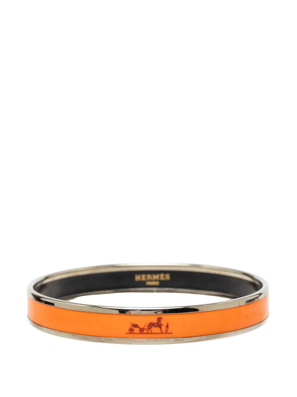 Hermès Pre-Owned 1980-2000 Narrow Caleche Enamel Bangle 70 costume bracelet - Arancione