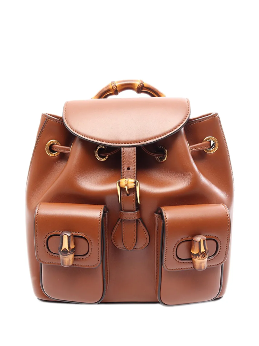 Gucci Pre-Owned 2000-2015 Calfskin Bamboo Drawstring backpack - Marrone