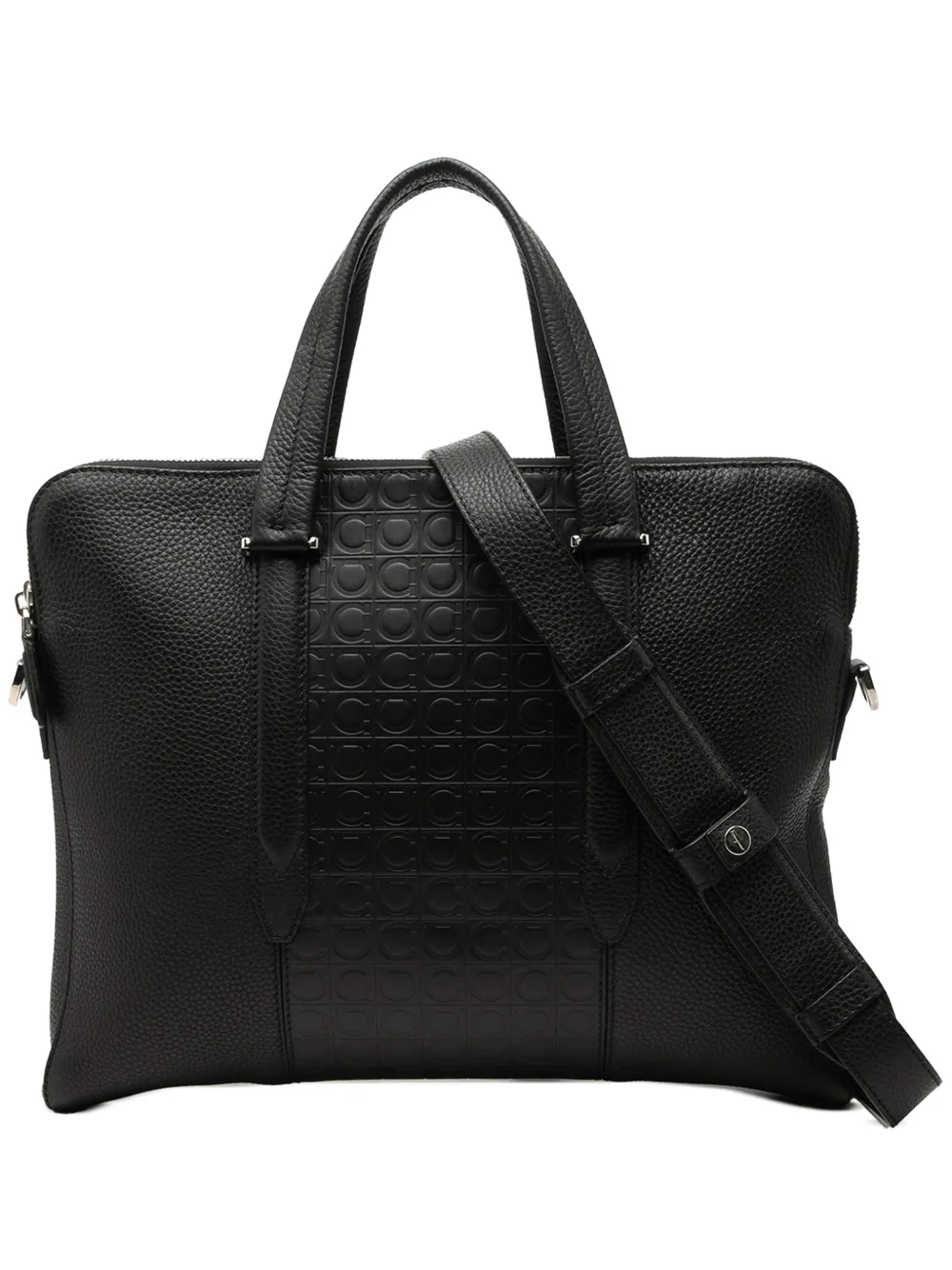 Ferragamo Pre-Owned 2010-2026 Gancini Embossed Leather Trimmed business bag - Nero