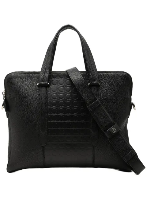 Ferragamo Pre-Owned 2010-2026 Gancini Embossed Leather Trimmed business bag