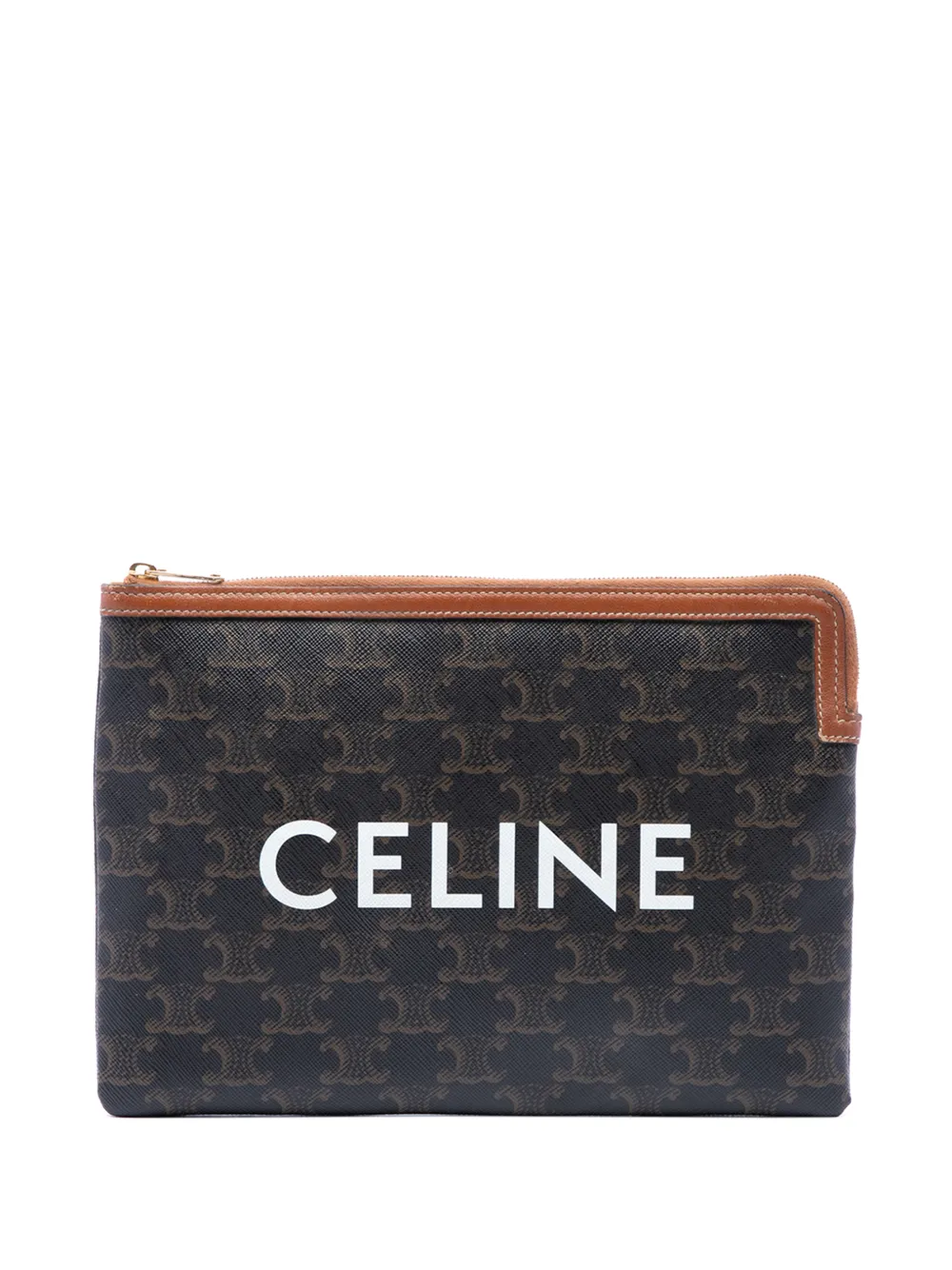 Celine Pre-Owned 2020 Small Triomphe Coated Canvas clutch bag - Marrone