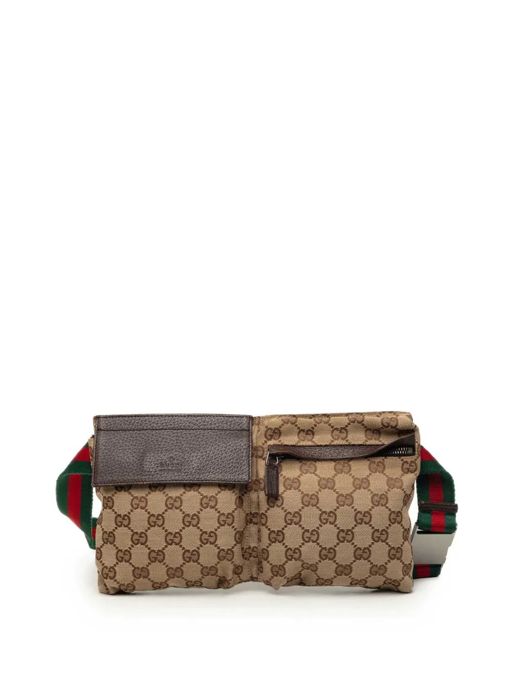 Gucci Pre-Owned Marsupio in tela GG con doppia tasca e decorazione Web 2000-2015 - Toni neutri