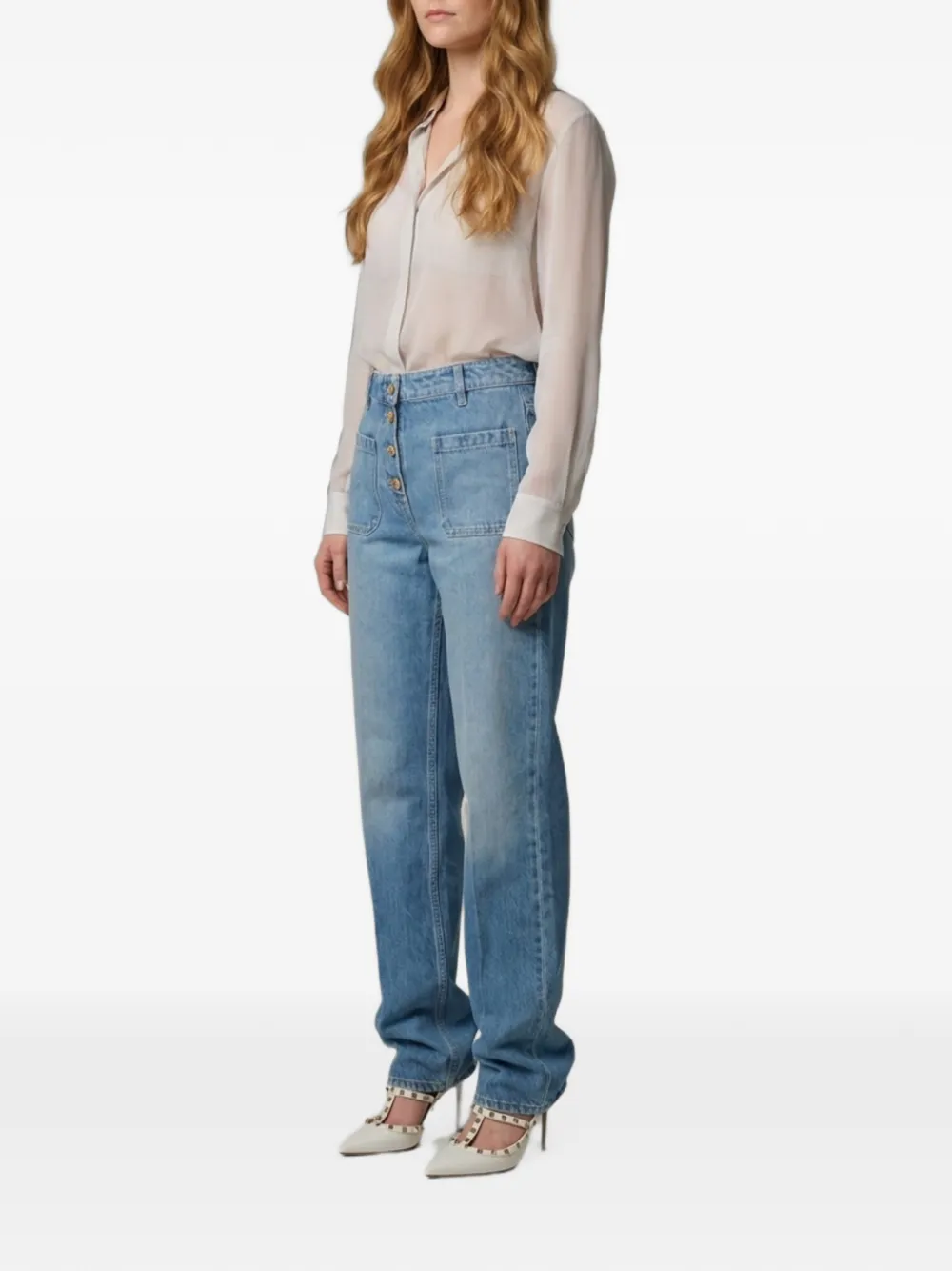 Valentino Garavani button-embellishment jeans Blauw