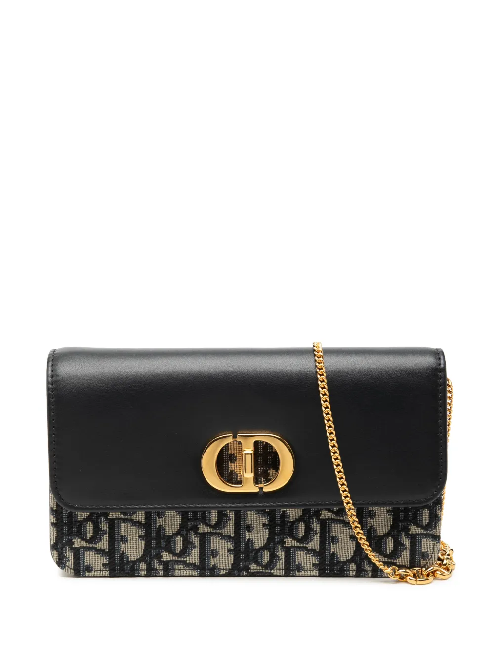 Christian Dior Pre-Owned 2024 Oblique Jacquard and Calfskin Miss Caro Pouch with Chain crossbody bag - Blu